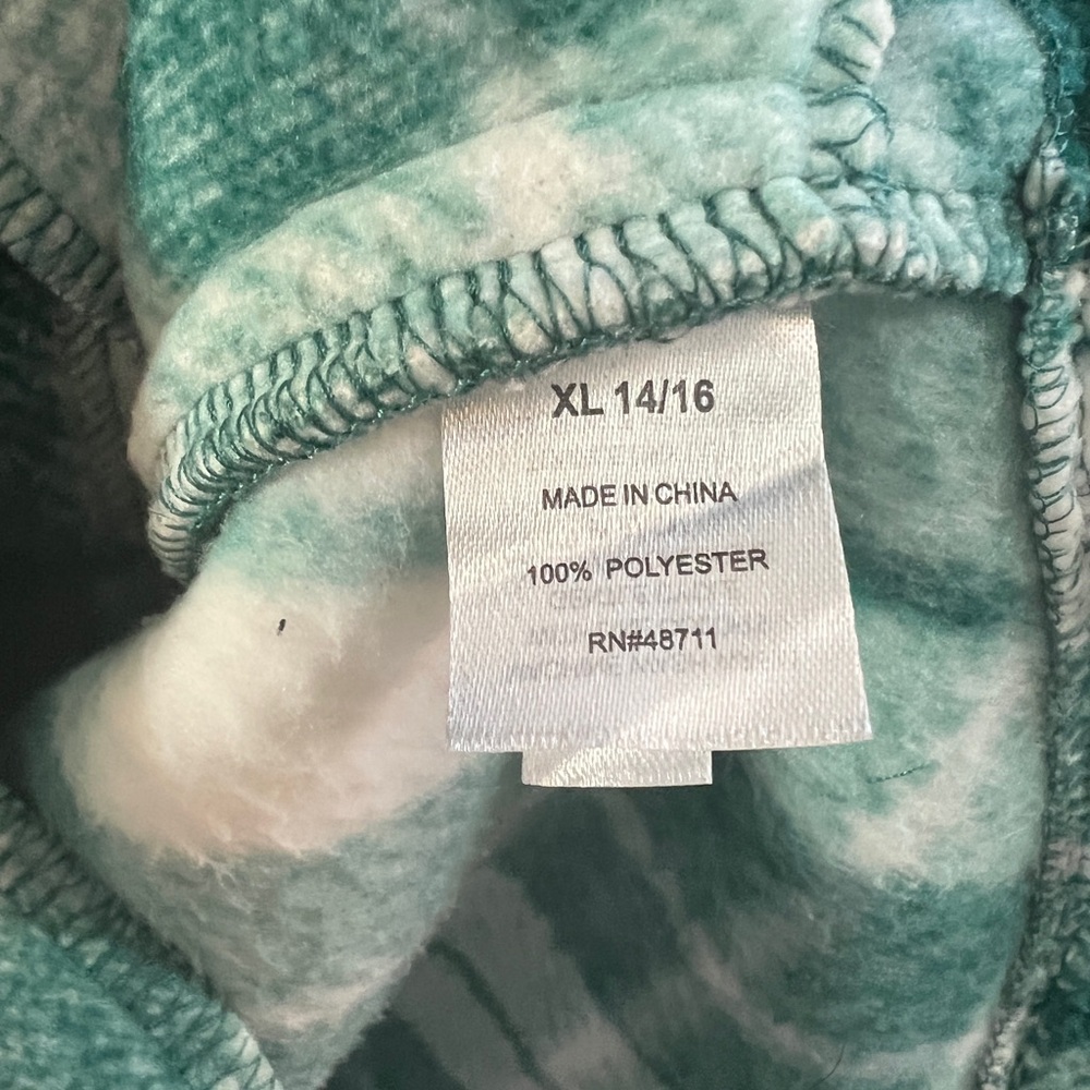Colorful Planet Cream Green Plaid Sherpa Shacket Size Large 14-16 - Picture 4 of 6
